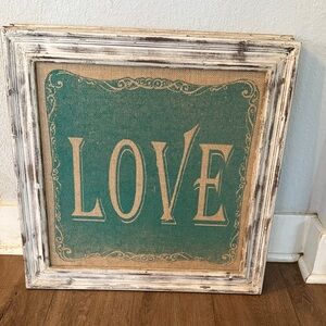 Teal and Beige Love Wall Art